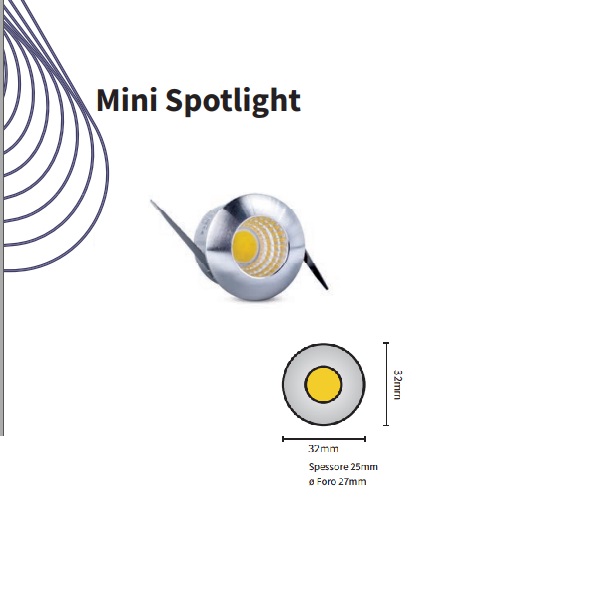 Faretto Incasso 3w Mini Spot Cromato Luce Fredda 320 Lumen